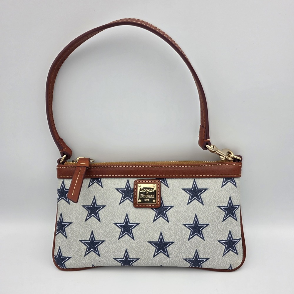 Dooney‎ & Bourke NFL Dallas Cowboys  Wrislet Wallet Blue Stars & Brown Leather